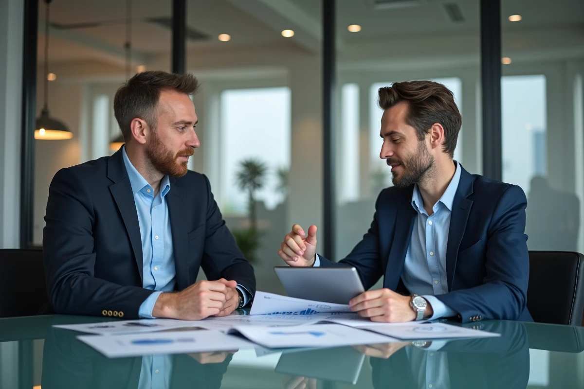 Entrepreneur en réunion avec un consultant professionnel payant pour un accompagnement business personnalisé