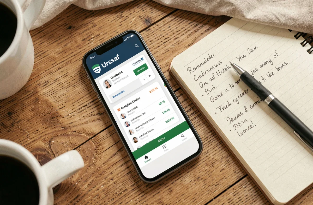 Smartphone affichant le compte Urssaf en ligne pour vérifier les cotisations patronales sans bulletin de salaire