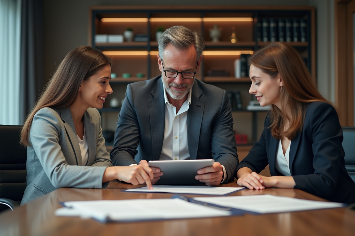 Équipe de professionnels discutant autour d
