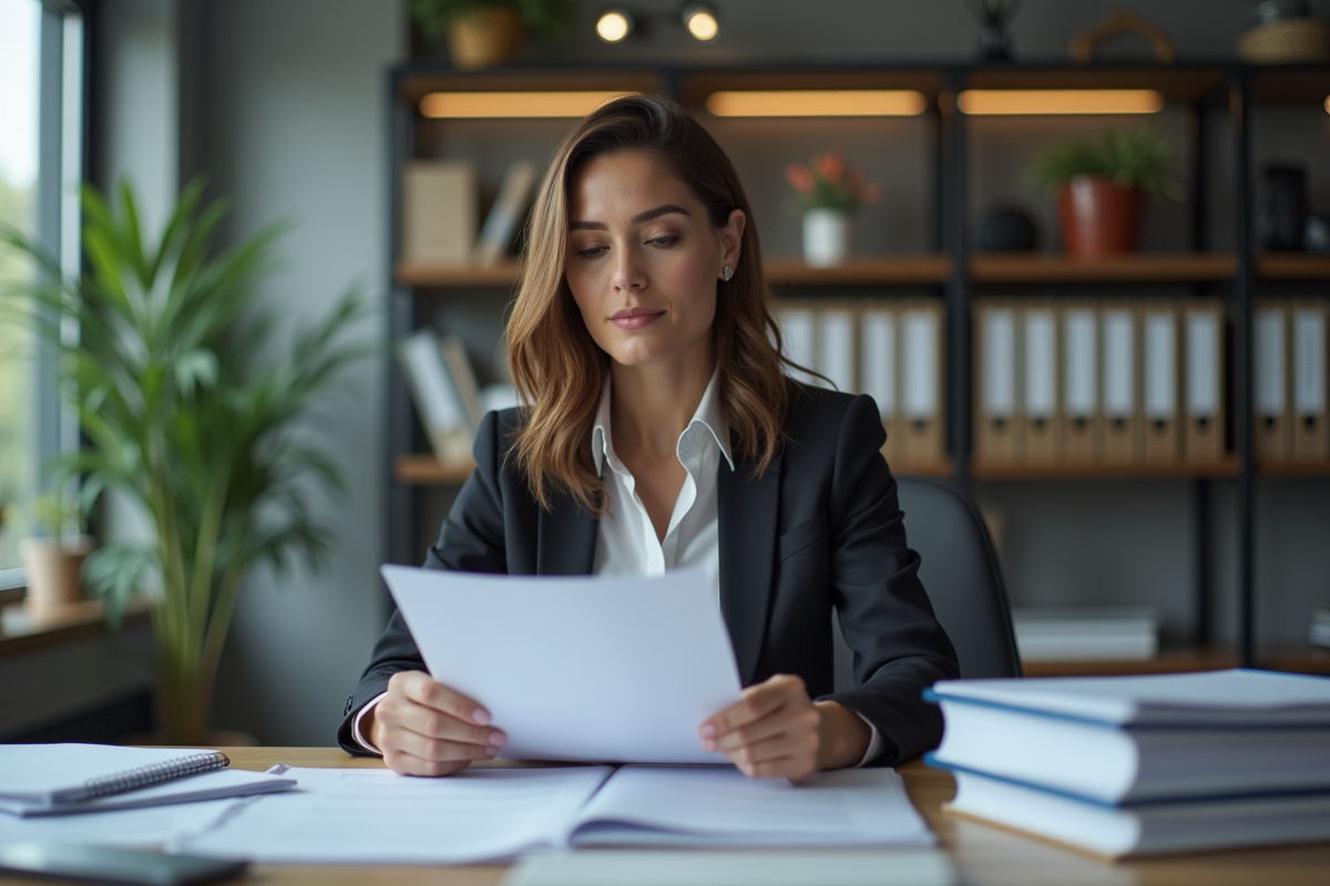 Femme d affaires concentrée dans un bureau moderne