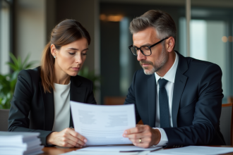 Femme d affaires en réunion avec un collègue dans un bureau moderne