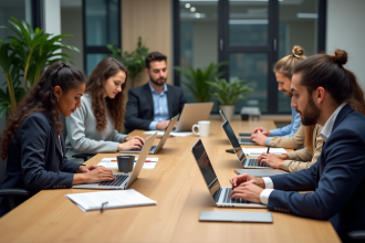 Groupe de jeunes professionnels dans un bureau moderne