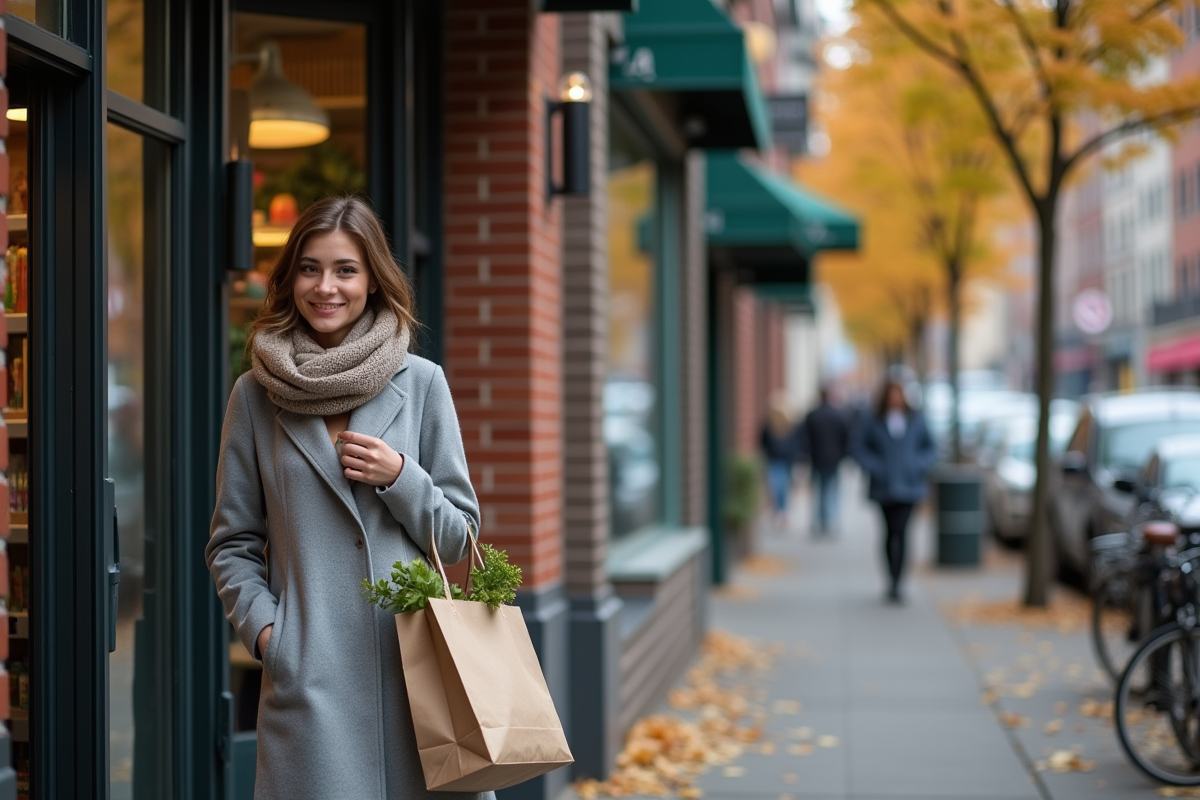 Jeune femme sortant d