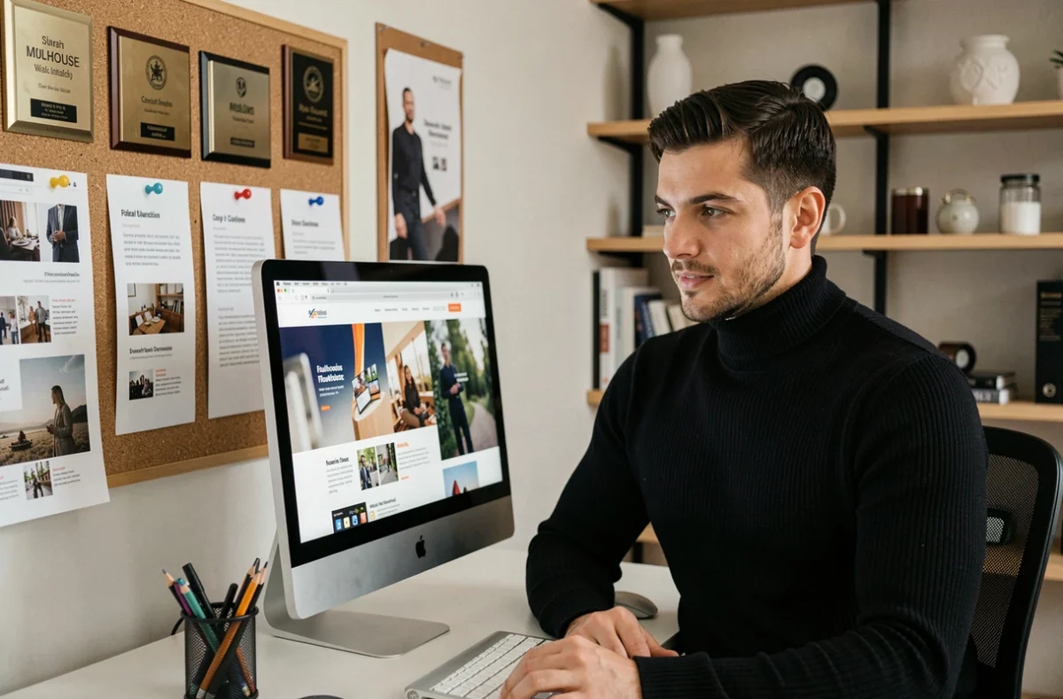 Directeur créatif de l'agence Mars Rouge à Mulhouse travaillant sur un projet de création web et communication