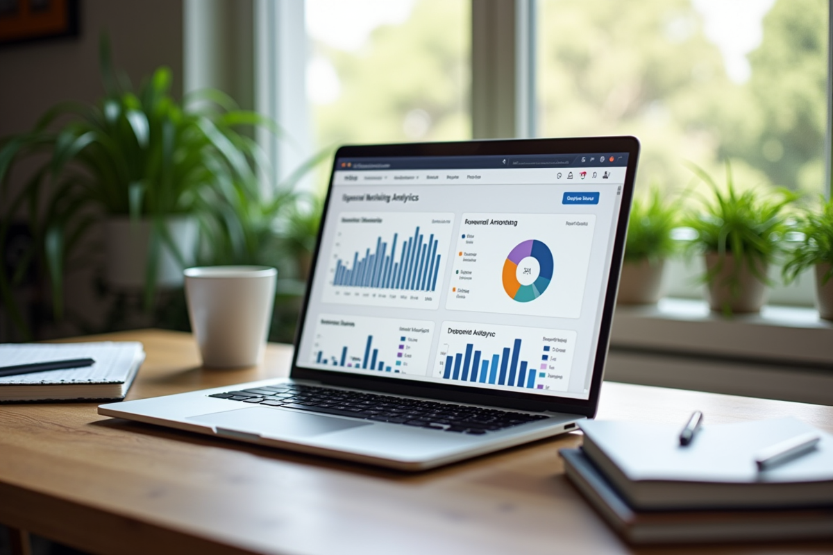Ordinateur portable affichant des analyses marketing inbound