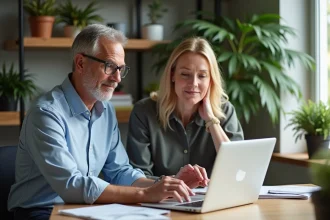 Homme et femme d affaires en réunion au bureau