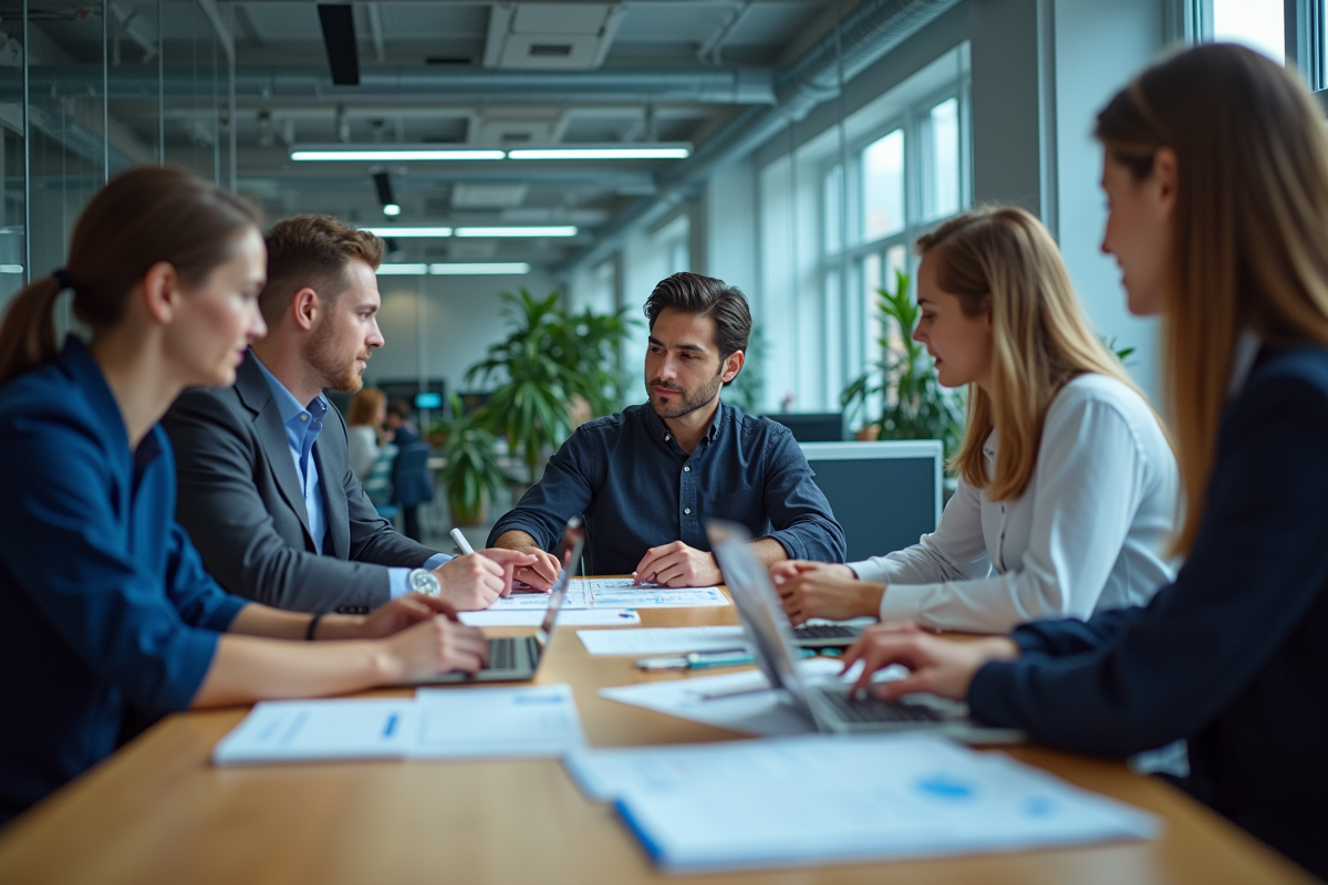 Groupe de professionnels discutant autour d une table de gestion